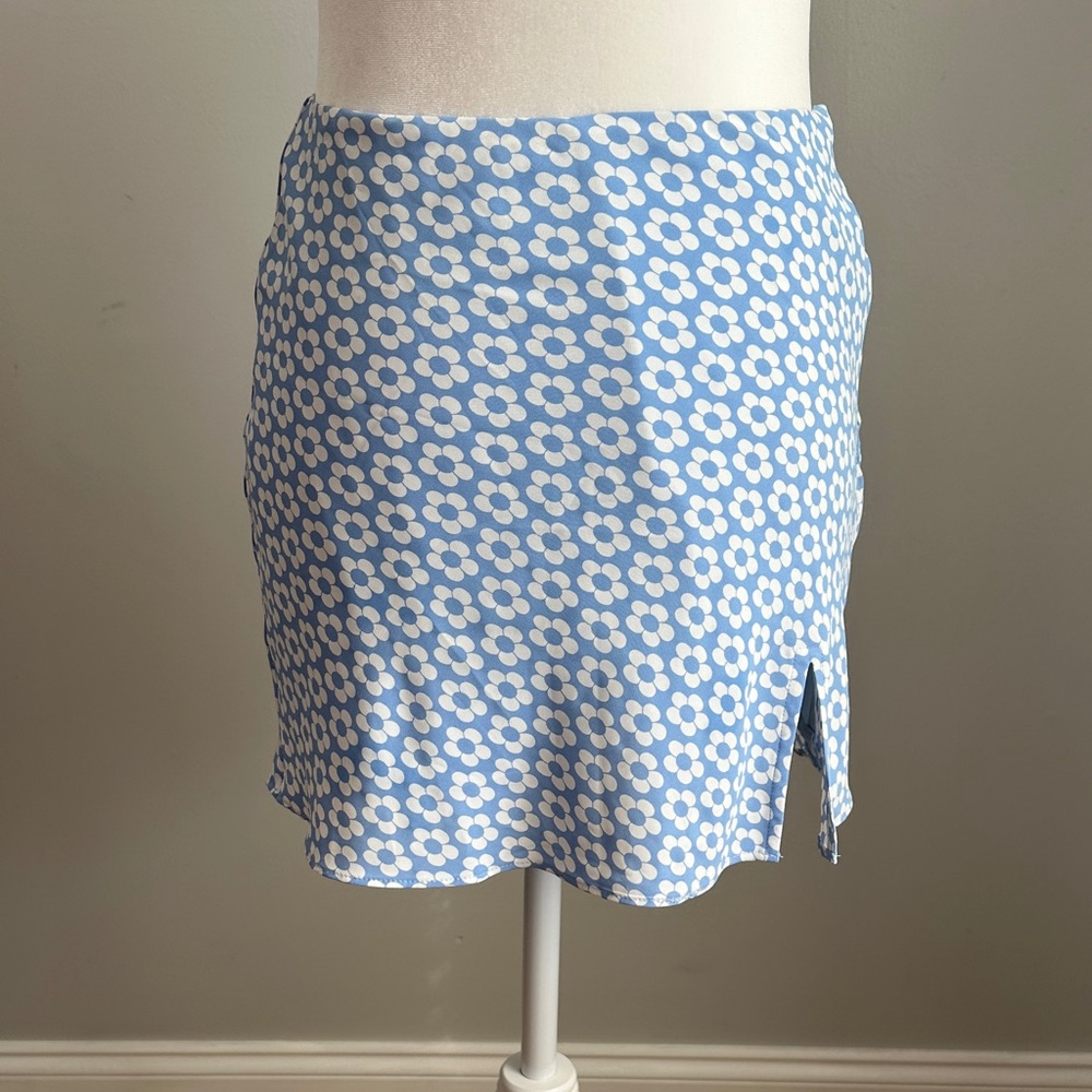 Floral Blue Mini Skirt